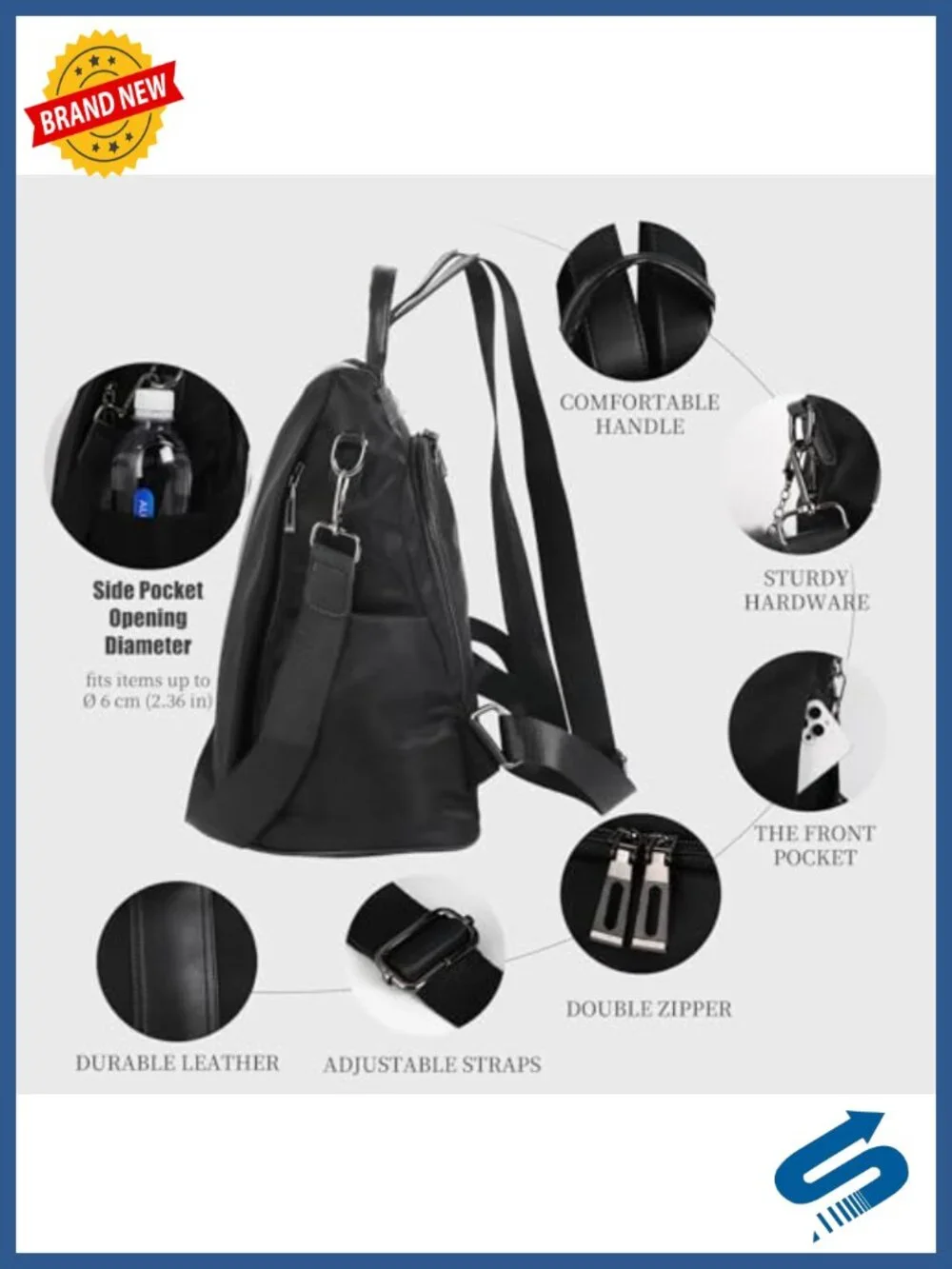 Waterproof Nylon Anti-theft Backpack Purse Lightweight Travel Daypack